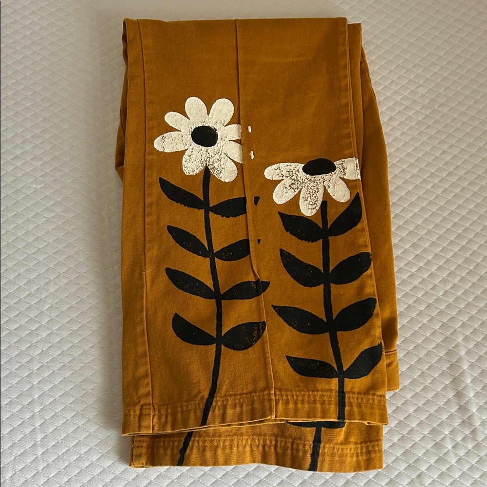 Big Bud Press Spicy Mustard Paintstamped Daisy Western Pants